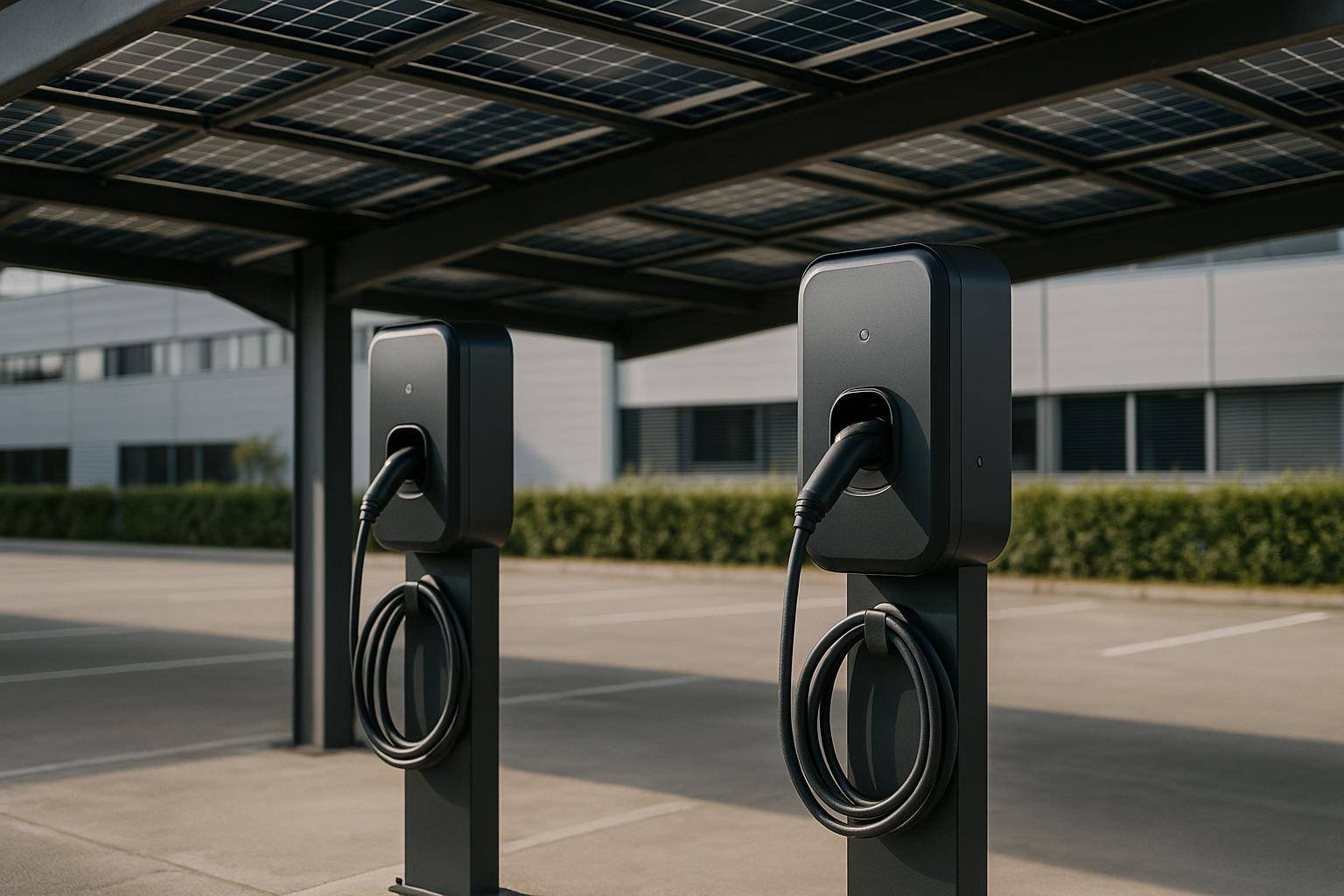 Bornes de recharge sous ombrière